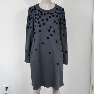 Boden Cotton Sz6 Navy Polka Dot Sweater Grey Dress